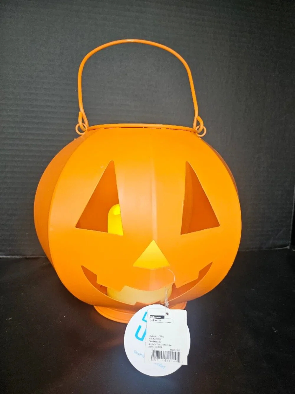 Handcrafted Metal Jack O Lantern With LED Light Festive Orange Halloween Decor
